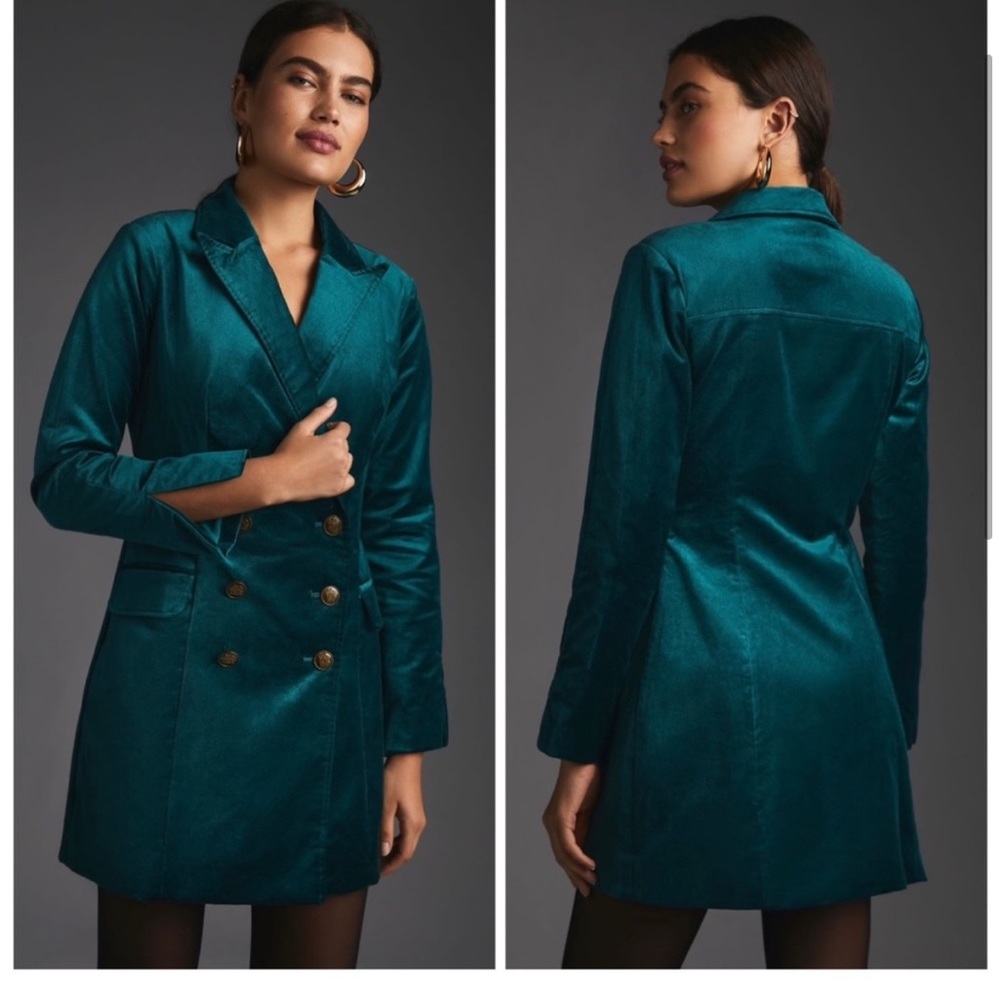 Green Velvet Anthropologie Blazer Dress. Like new!